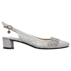 J. Renee Faleece Womens sz 9.5 M Steel Gray Lace/Satin Pumps